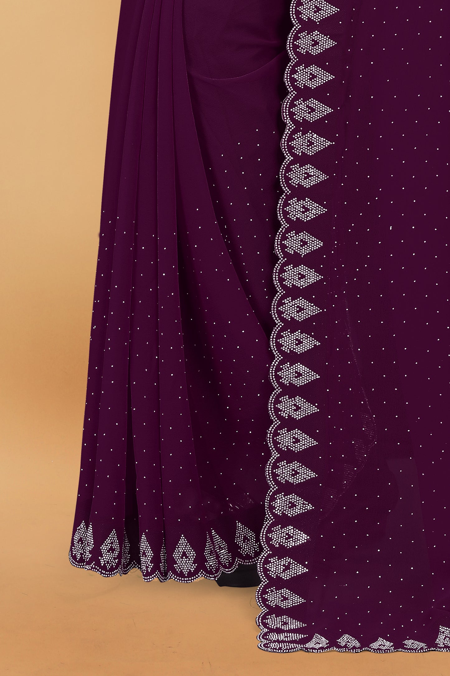 Georgette Blooming With Siroski Work & Border Saree