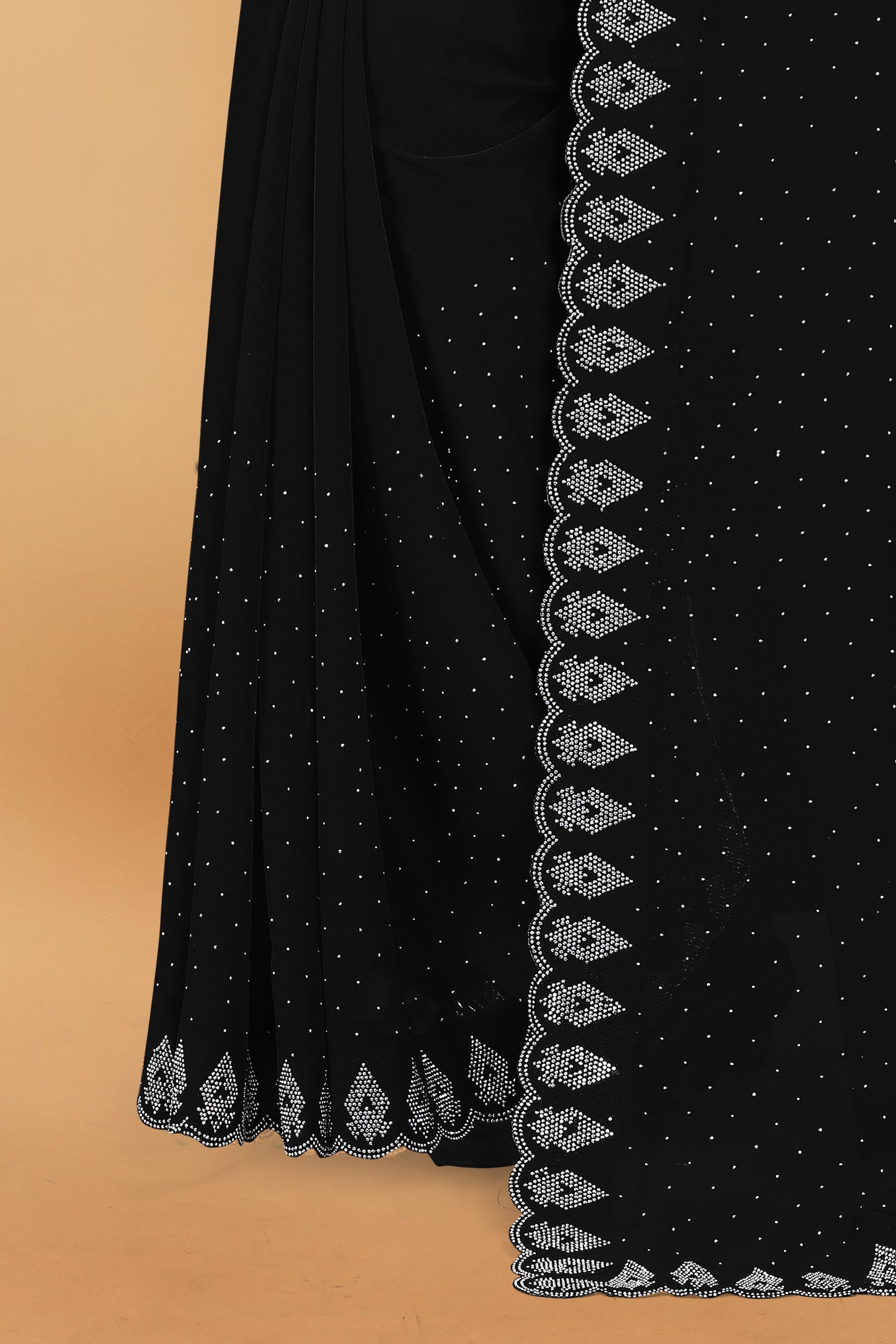 Georgette Blooming With Siroski Work & Border Saree