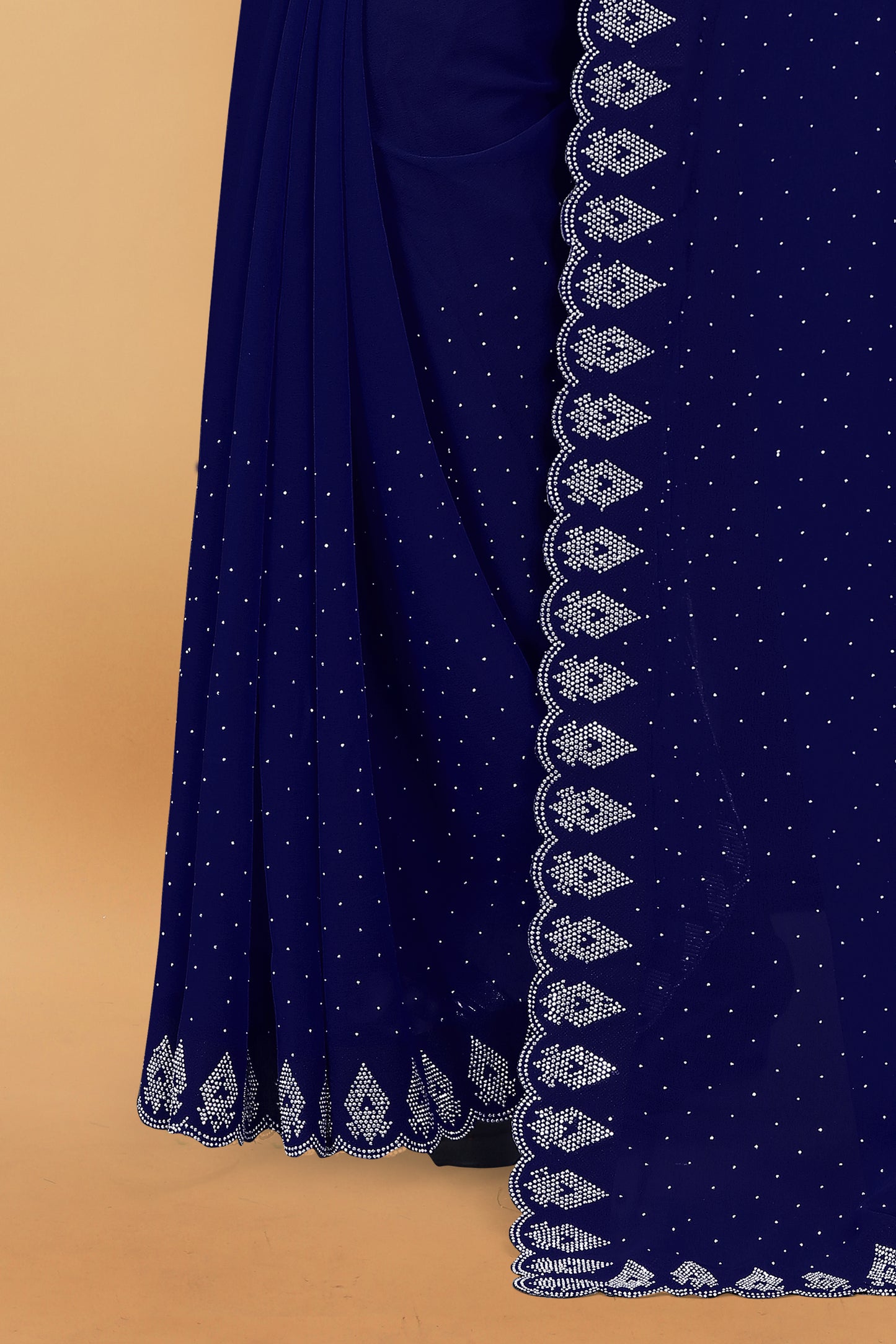 Georgette Blooming With Siroski Work & Border Saree
