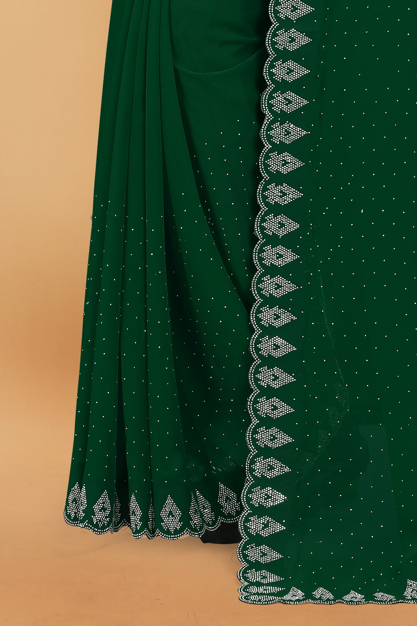 Georgette Blooming With Siroski Work & Border Saree