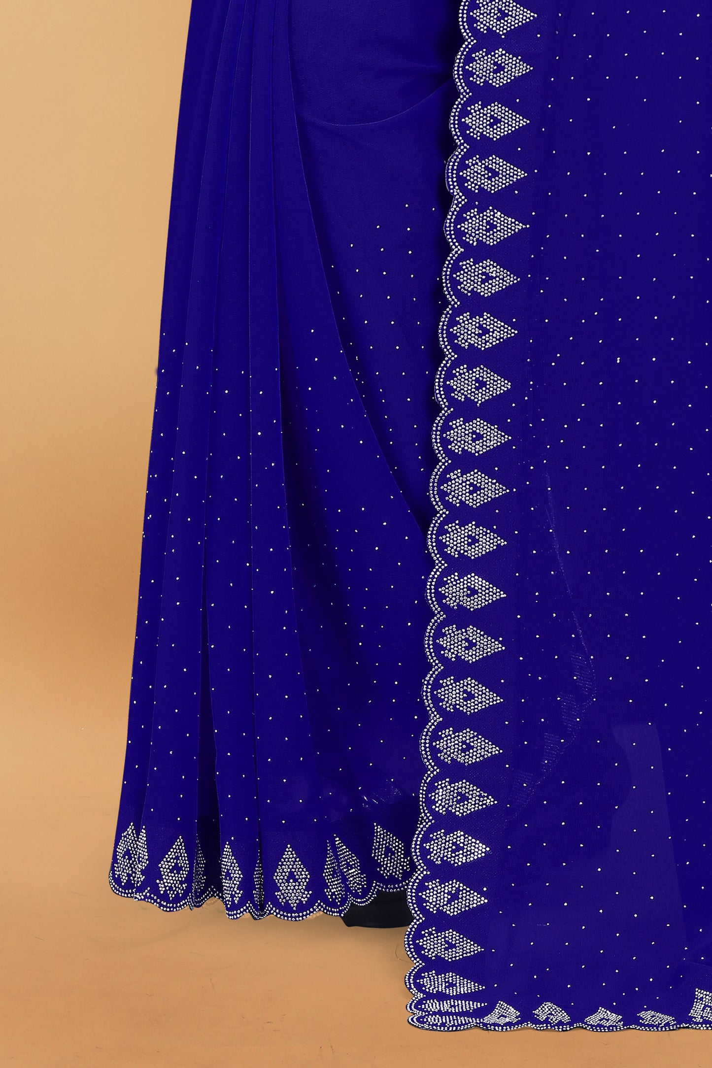 Georgette Blooming With Siroski Work & Border Saree